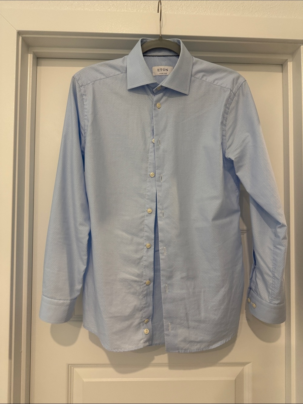 Eton Men's Light Blue Patterned Dress Shirt